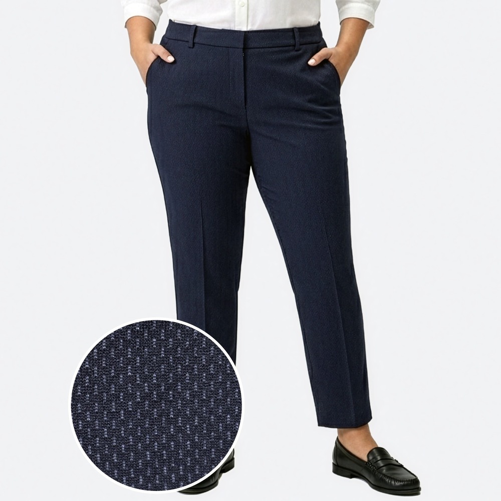 Liverpool Navy Blue Textured Ankle Dress Pants L 12 Office Chic Trousers